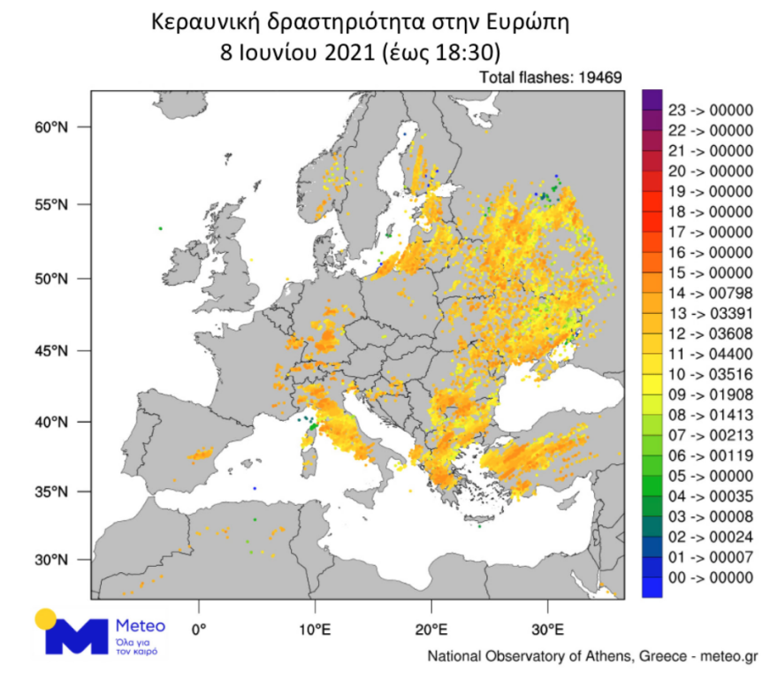 Καιρός: Καταιγίδες σήμερα στα ηπειρωτικά - Πάνω από 800 κεραυνοί χθες
