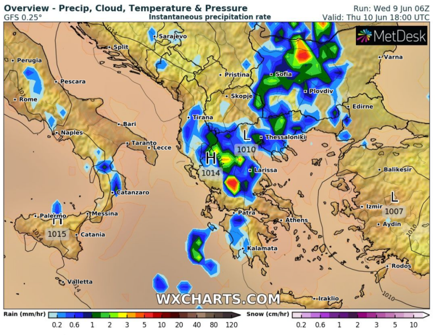 Καιρός σήμερα: Πώς εξελίσσεται η κακοκαιρία - Καταιγίδες σε Πελοπόννησο, Κρήτη  και δυτική Αττική - Νέοι χάρτες του meteo  