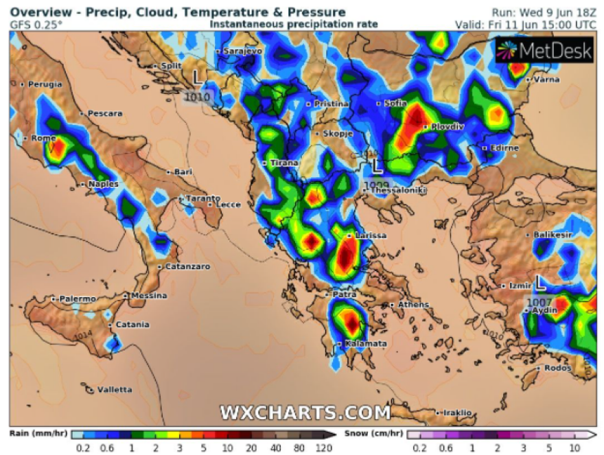 Άστατος καιρός: Βροχές και καταιγίδες στα ηπειρωτικά - Δείτε πού θα είναι ισχυρά τα φαινόμενα 