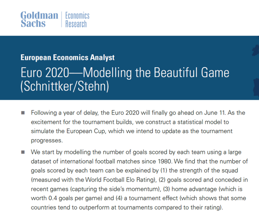 Euro 2020: Μαθηματικό μοντέλο της Goldman Sachs προβλέπει τον νικητή της διοργάνωσης!