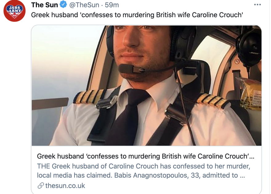 Πρωτοσέλιδο σε βρετανικά ΜΜΕ η ομολογία του πιλότου για τη δολοφονία της Καρολάιν