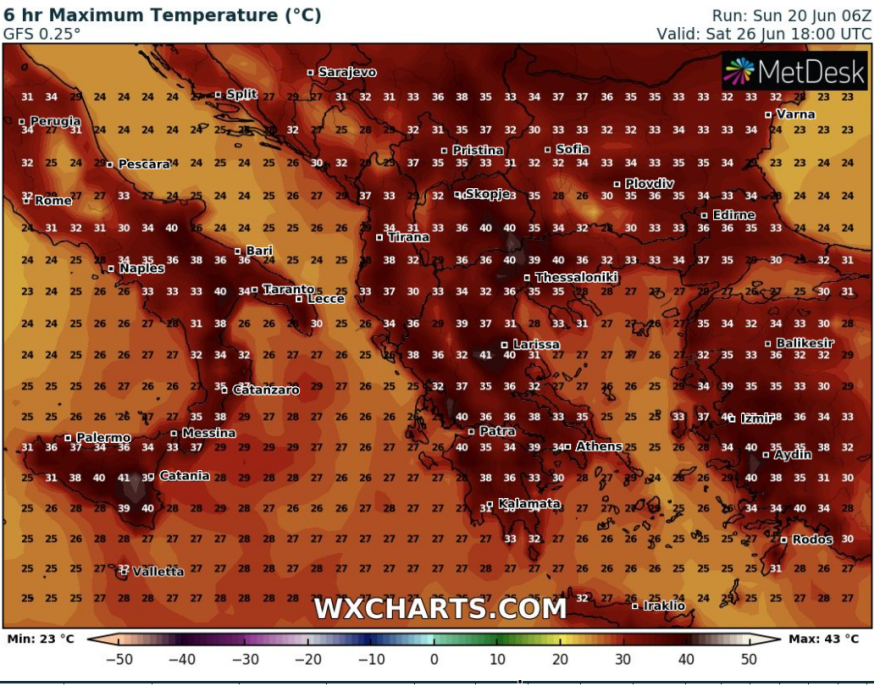 Καιρός - Λαγουβάρδος: «Ο καύσωνας θα έχει μεγάλη διάρκεια» - Πότε ξεκινούν τα 43άρια και πού - Χάρτες με τις θερμοκρασίες