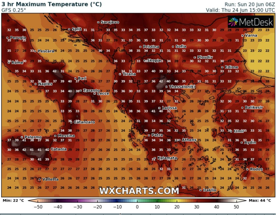 Καιρός - Λαγουβάρδος: «Ο καύσωνας θα έχει μεγάλη διάρκεια» - Πότε ξεκινούν τα 43άρια και πού - Χάρτες με τις θερμοκρασίες