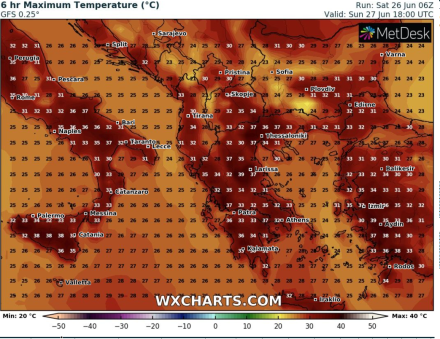 Καιρός: Δεύτερος καύσωνας προ των πυλών,  42 βαθμοί σε Μεσσηνία, Φθιώτιδα σήμερα - Οι θερμοκρασίες την Κυριακή σε χάρτες  