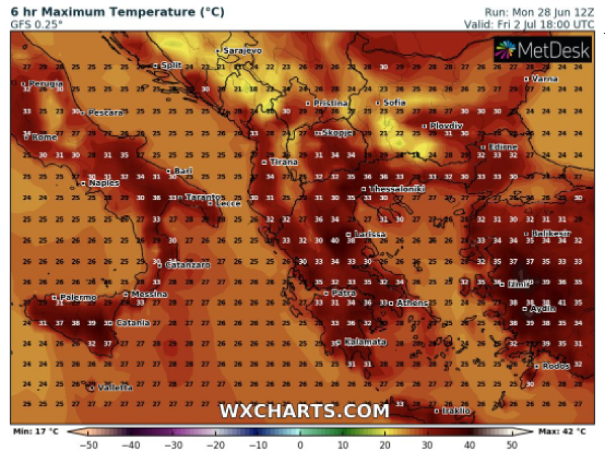 Καιρός: Δεύτερο κύμα καύσωνα - Ξεκινάει από σήμερα - Δείτε πότε η θερμοκρασία θα αγγίξει τους 44 βαθμούς 