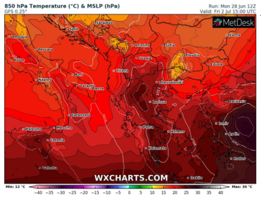 Καιρός - Δεύτερο κύμα καύσωνα: Τους 41 βαθμούς θα αγγίξει σήμερα ο υδράργυρος - «Καμίνι» και η Αττική