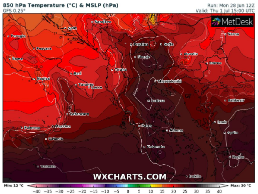 Καιρός - Δεύτερο κύμα καύσωνα: Τους 41 βαθμούς θα αγγίξει σήμερα ο υδράργυρος - «Καμίνι» και η Αττική