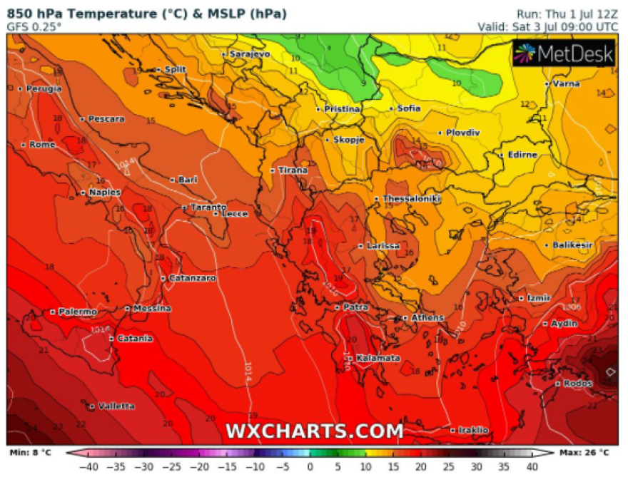Καιρός: Επιμένει ο καύσωνας με 39αρια - Δείτε πού θα υπάρξει αισθητή πτώση της θερμοκρασίας και πού θα βρέξει