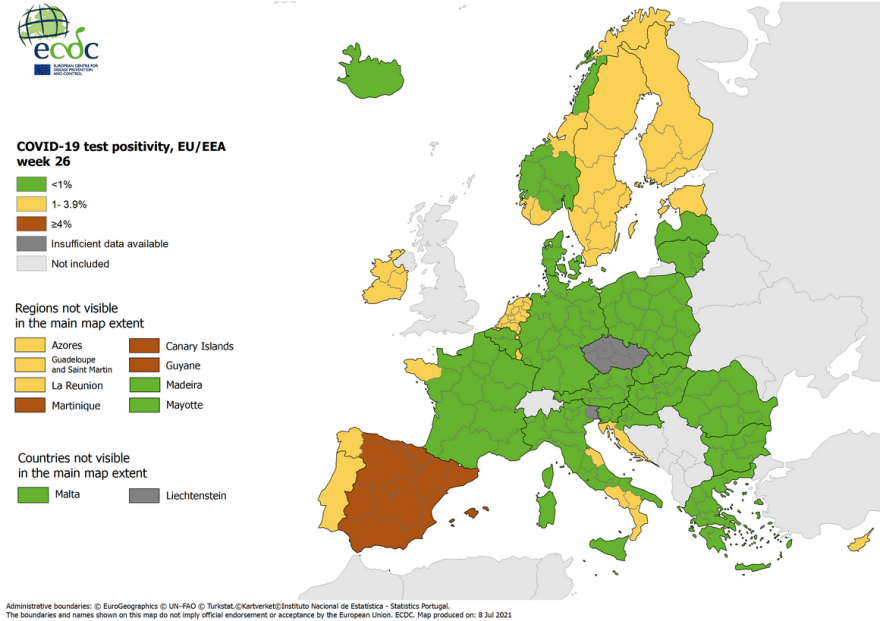 Χάρτης ECDC: «Κιτρίνισε» και η Κρήτη, μετά την Αττική, τις Κυκλάδες και τα Δωδεκάνησα