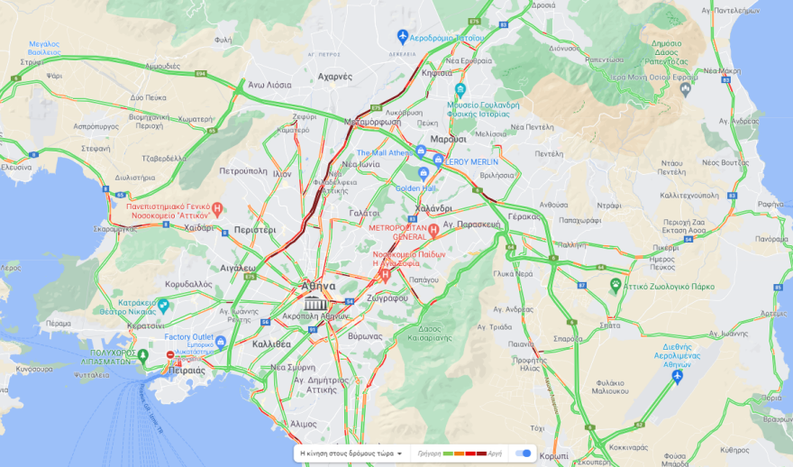 Κίνηση στους δρόμους: Μεγάλο μποτιλιάρισμα στον Κηφισό - Live εικόνα