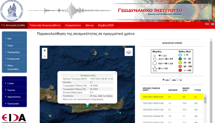Σεισμός τώρα 3,1 Ρίχτερ στην Άρβη της Κρήτης -  Δείτε χάρτη