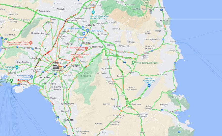 Κίνηση στους δρόμους: Μποτιλιάρισμα τώρα στον Κηφισό