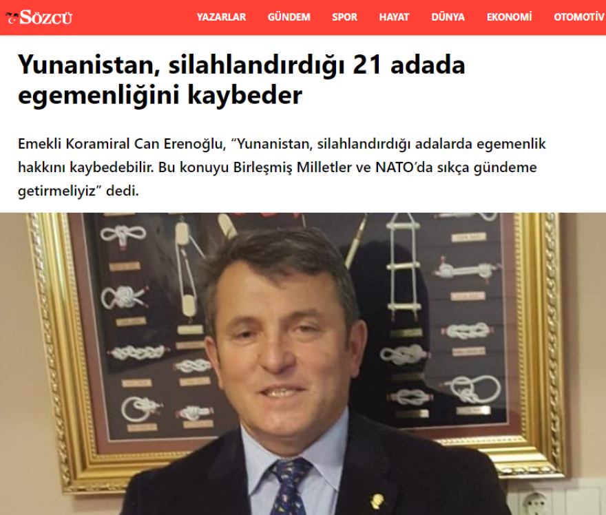 Παραλήρημα από Τούρκο ναύαρχο: Η Ελλάδα θα χάσει την κυριαρχία στα 21 νησιά που έχει εξοπλίσει