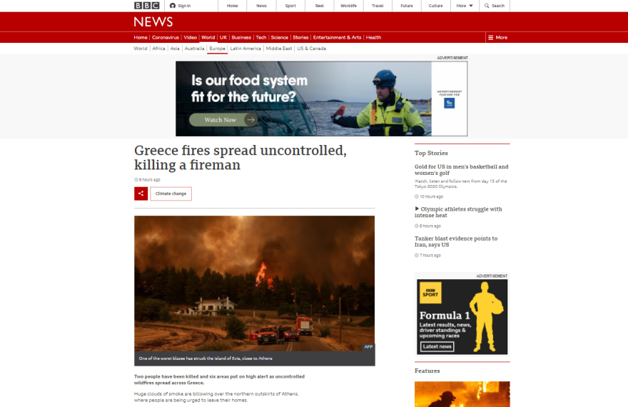 Φωτιές στην Ελλάδα: Σε διεθνή μέσα ενημέρωσης ο πύρινος εφιάλτης - «Δεν έχει τέλος η πύρινη ''κόλαση''», γράφει το Reuters 