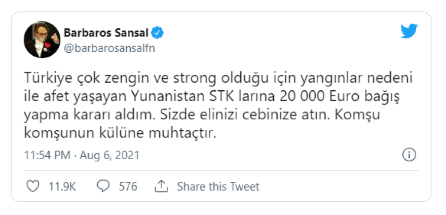 Τούρκος σχεδιαστής μόδας δωρίζει 20.000 ευρώ για τους πυρόπληκτους στην Ελλάδα και «τρολάρει» τον Ερντογάν