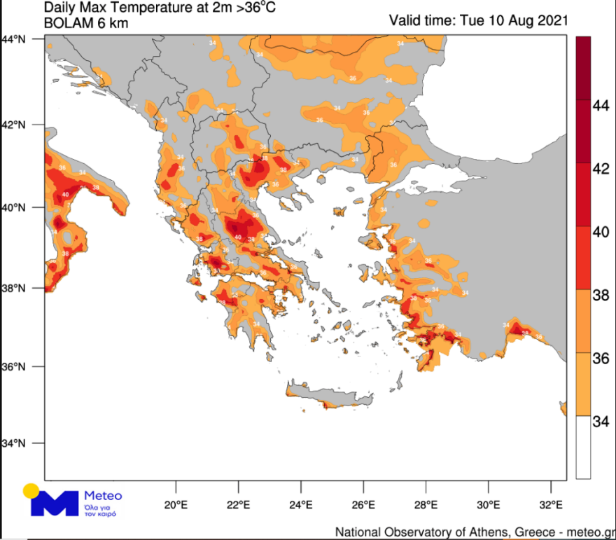 Καιρός: Διήμερο καύσωνα με 42άρια στα ηπειρωτικά και σκόνη από τη Σαχάρα - Νέοι χάρτες του meteo με τις θερμοκρασίες