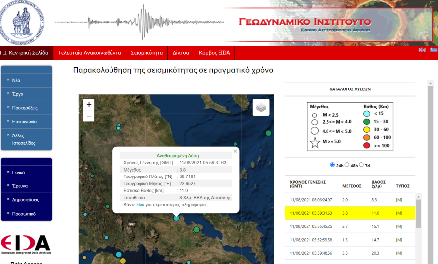 Σεισμός τώρα 3,8 Ρίχτερ στην Αταλάντη 