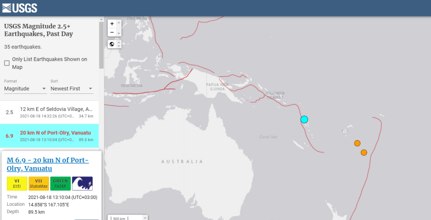 Σεισμός 6,9 Ρίχτερ στο Βανουάτου στον νότιο Ειρηνικό – Προειδοποίηση για τσουνάμι