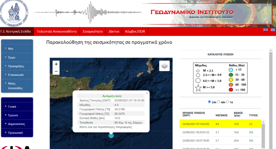 Σεισμός τώρα στην Κρήτη: 4 Ρίχτερ στη Ζάκρο Σητείας 
