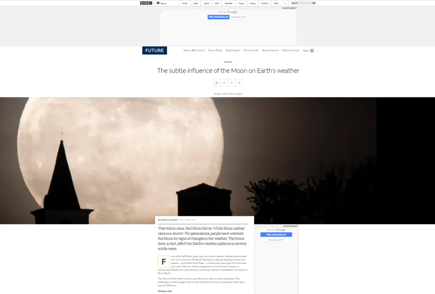 Πώς επηρεάζει η Σελήνη τον καιρό στη Γη -  Εκτενές άρθρο του BBC μιλά για αύξηση πλημμυρών το 2030