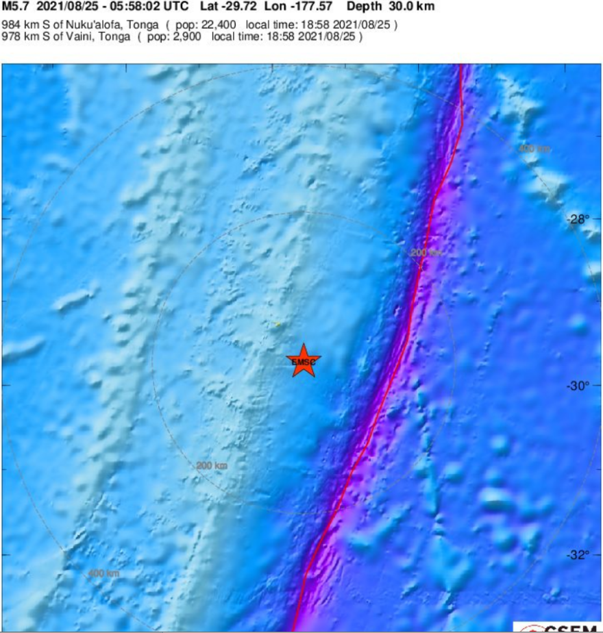 Σεισμός τώρα 5,7 Ρίχτερ στα νησιά Κέρμαντεκ στη Νέα Ζηλανδία