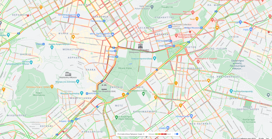 Κίνηση στους δρόμους: Πού έχει μποτιλιάρισμα στο κέντρο - Δείτε live 