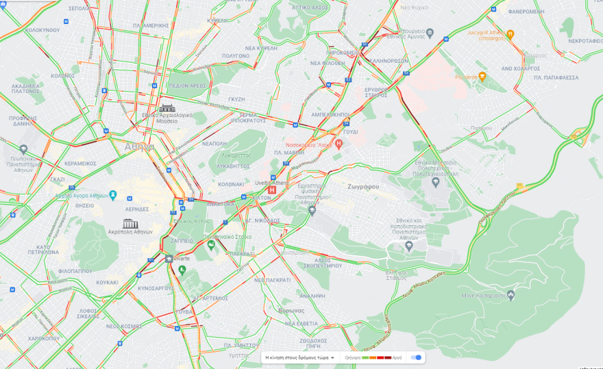 Κίνηση στους δρόμους: Πού επικρατεί μποτιλιάρισμα αυτή την ώρα - Live χάρτης