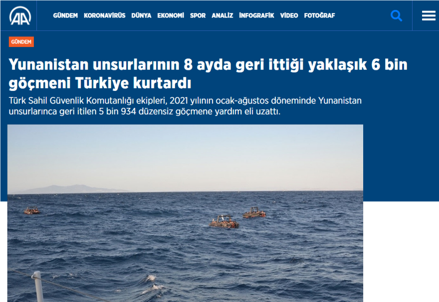 Τουρκική προπαγάνδα από το Αnadolu: «Η Ελλάδα επαναπροώθησε στην Τουρκία 6.000 μετανάστες το τελευταίο 8μηνο»