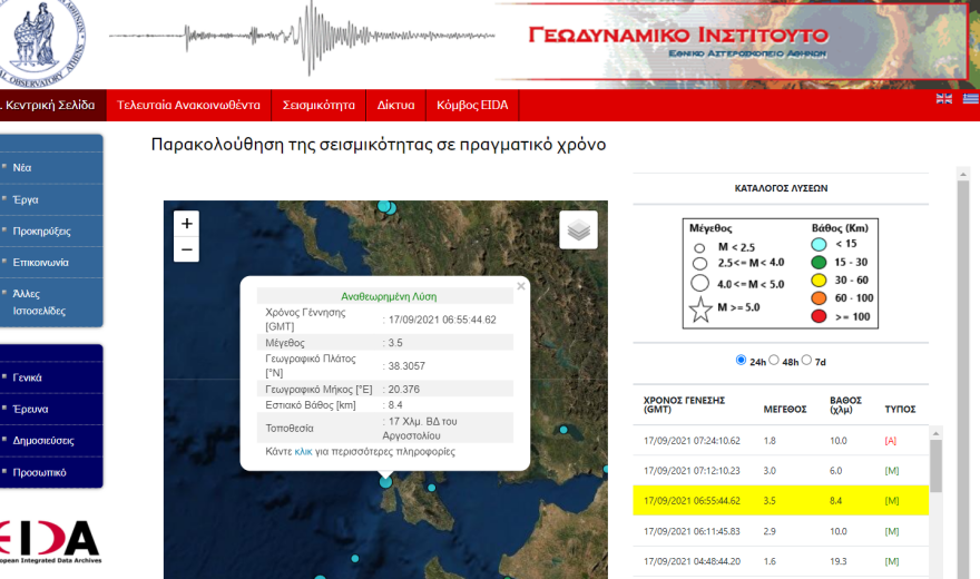 Σεισμός τώρα: 3,5 Ρίχτερ στο Αργοστόλι της Κεφαλονιάς
