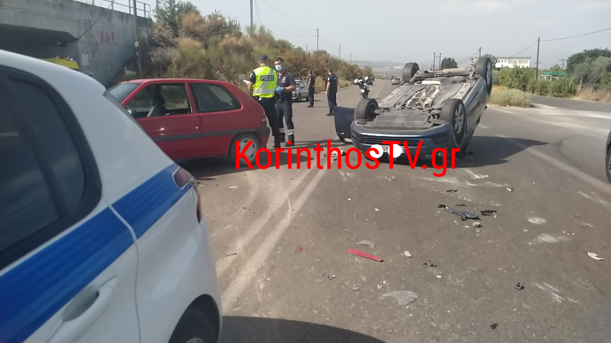 Τροχαίο με ανατροπή οχήματος στην παράλληλο της Εθνικής Οδού Κορίνθου – Πατρών (Βίντεο)