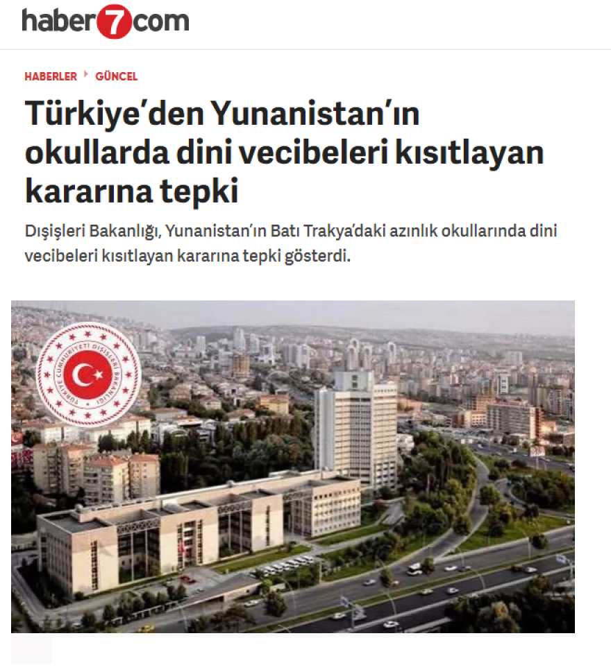 Μειωμένο σχολικό ωράριο κάθε Παρασκευή στα μειονοτικά σχολεία της Θράκης ζητά η Τουρκία