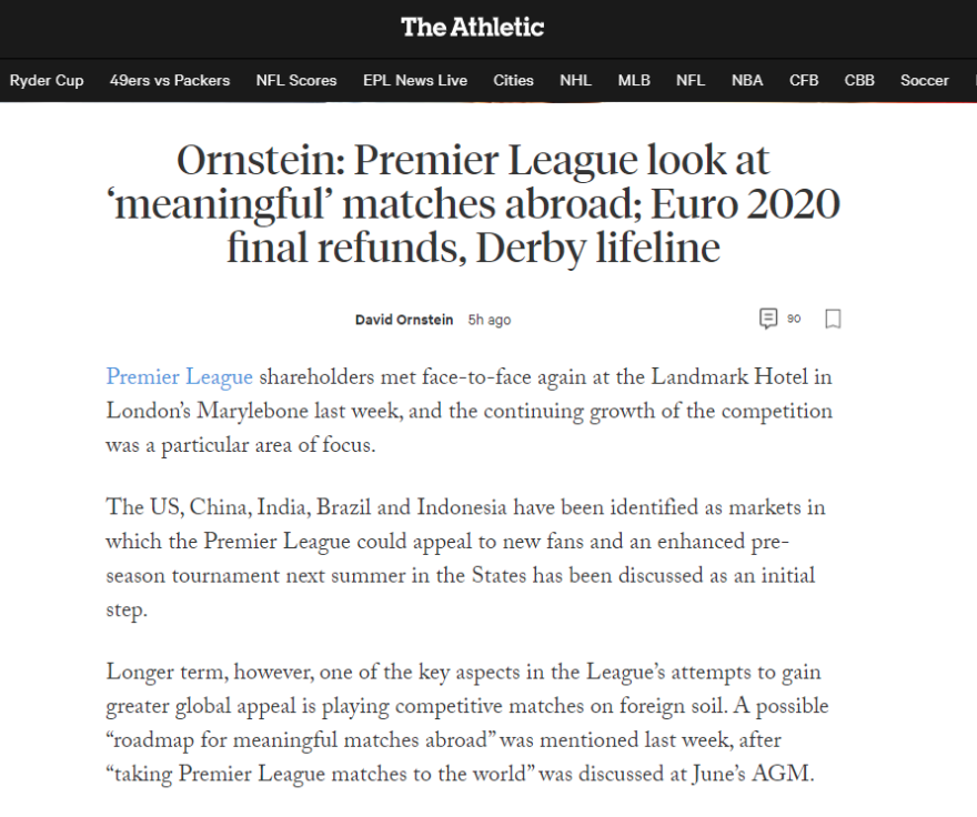 Premier League: Συζητήσεις για διεξαγωγή αγώνων εκτός Ευρώπης