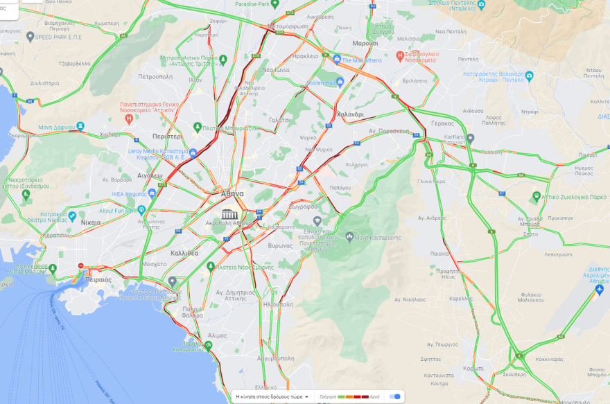 Κίνηση στους δρόμους: Απροσπέλαστος ο Κηφισός - Live εικόνα 