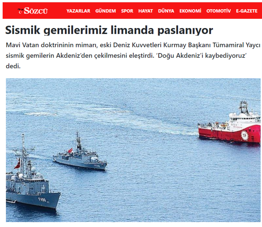 Προκλητικοί ισχυρισμοί από τον θεωρητικό της «Γαλάζιας Πατρίδας»: «Χάνουμε την Ανατολική Μεσόγειο» 