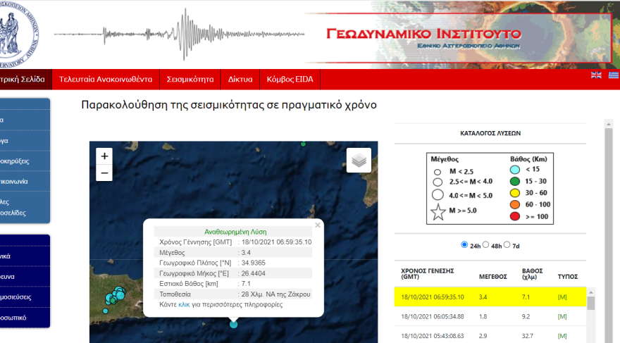 Ασθενής σεισμική δόνηση 3,4 Ρίχτερ στην Κρήτη