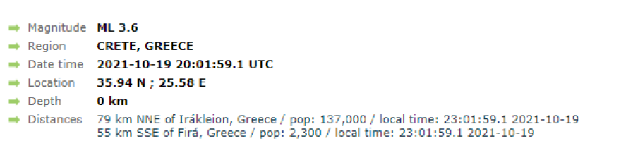 Δύο σεισμοί μέσα σε λίγη ώρα στην Κρήτη