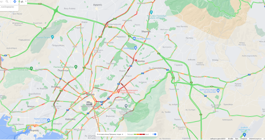 Κίνηση στους δρόμους: Μποτιλιάρισμα τώρα στον Κηφισό, τροχαίο στην είσοδο της Αττικής Οδού - Live εικόνα