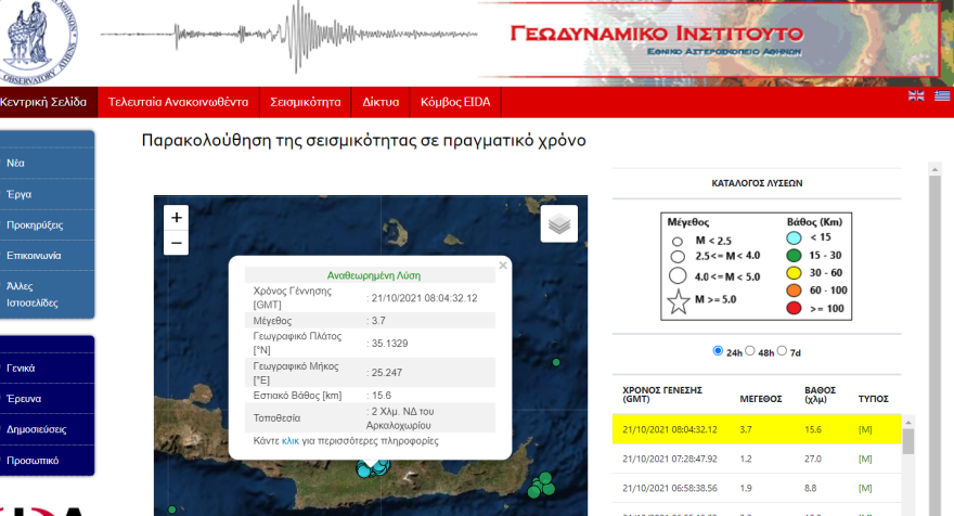 Σεισμός τώρα στην Κρήτη: 3,7 Ρίχτερ στο Αρκαλοχώρι