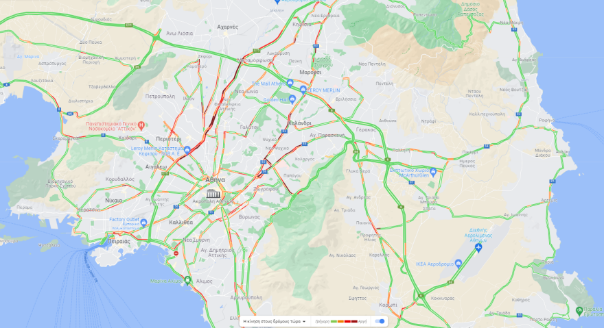 Κίνηση στους δρόμους: Δείτε πού υπάρχει μποτιλιάρισμα - Live εικόνα