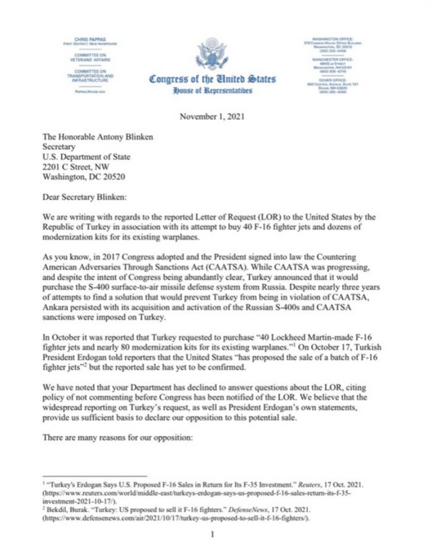 «Μην πουλήσετε F-16 στον Ερντογάν», ζητούν 41 βουλευτές του Κογκρέσου από τον Μπλίνκεν