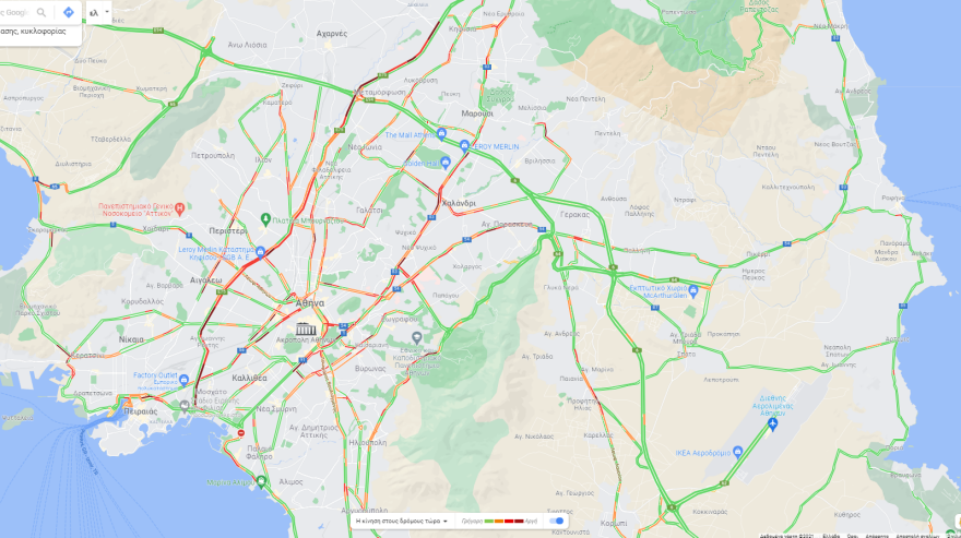 Κίνηση στους δρόμους: Μποτιλιάρισμα χιλιομέτρων στον Κηφισό, καθυστερήσεις επί της Κηφισίας - Δείτε live εικόνα