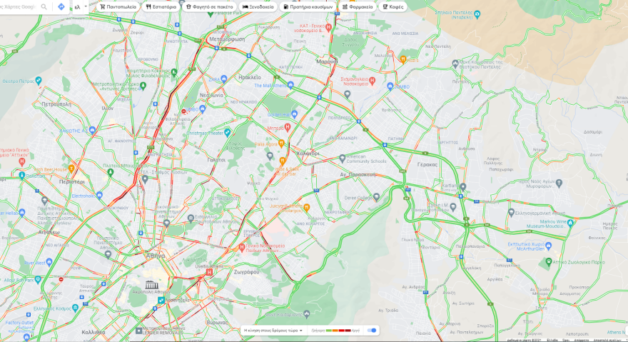 Κίνηση στους δρόμους: Μποτιλιάρισμα στην Αθηνών - Λαμίας στο ύψος της Μεταμόρφωσης, πού έχει κίνηση τώρα στο κέντρο