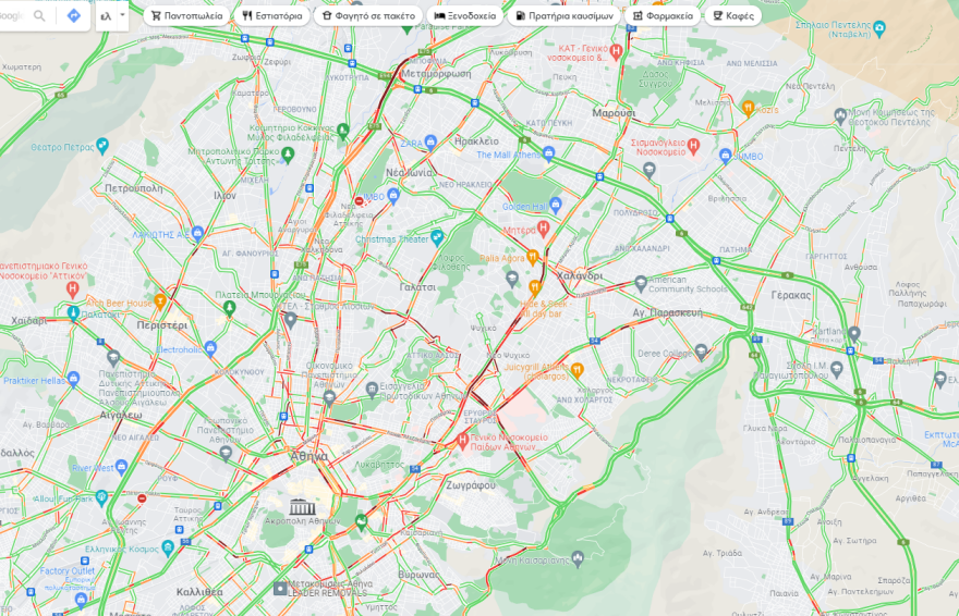 Κίνηση στους δρόμους: Μποτιλιάρισμα τώρα σε Κηφισίας, Κατεχάκη και Βασιλέως Κωνσταντίνου - Live εικόνα