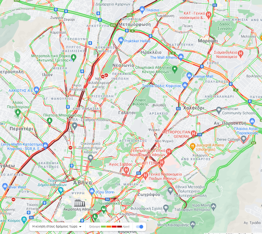 H κίνηση στους δρόμους: Μποτιλιάρισμα σε Κηφισό και Κηφισίας 