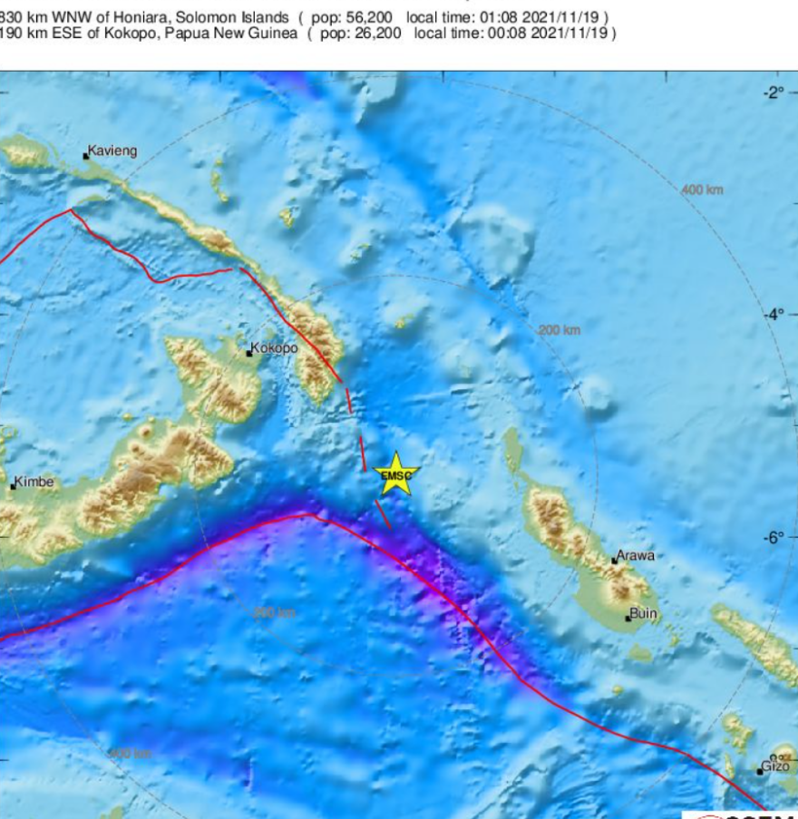 Σεισμός τώρα 6,3 Ρίχτερ στην επαρχία Νέα Ιρλανδία, στην Παπούα Νέα Γουινέα