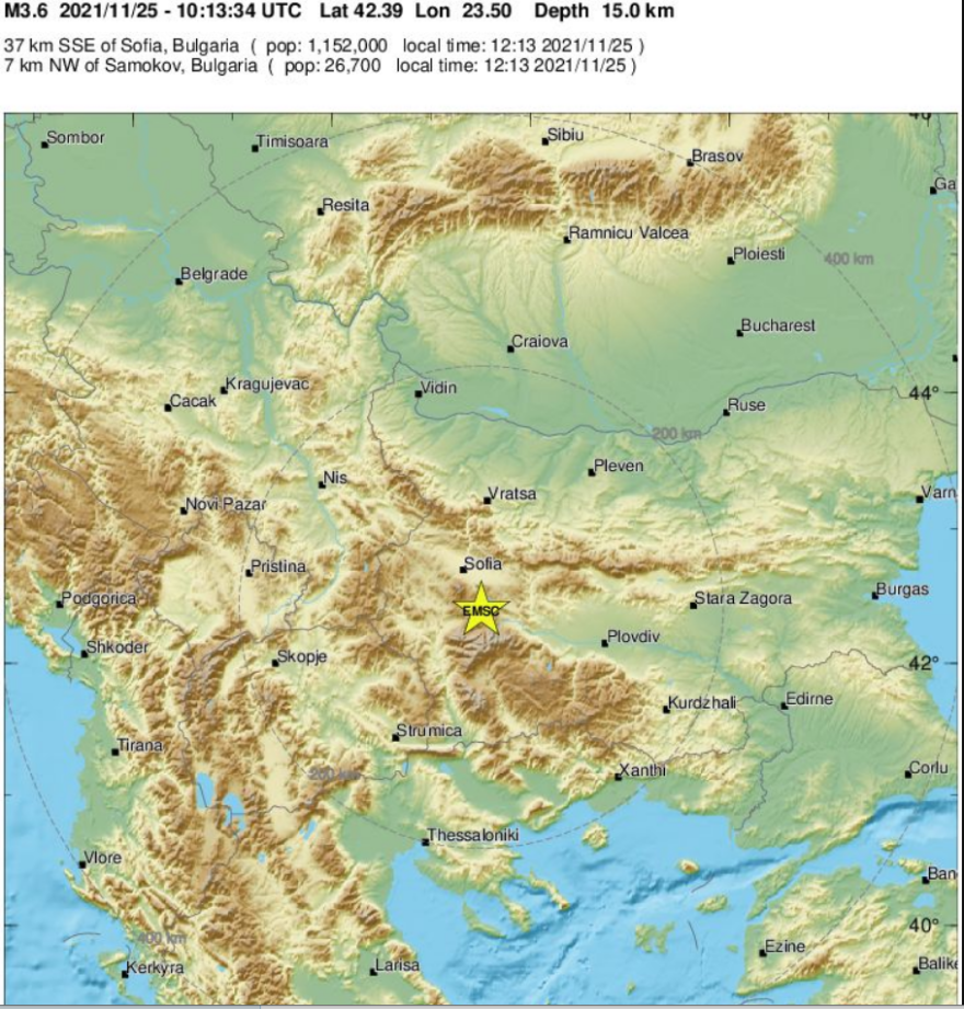 Σεισμός 3,6 Ρίχτερ στη Βουλγαρία