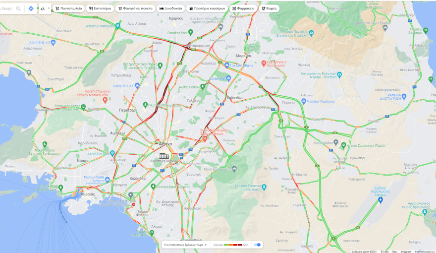 Κίνηση στους δρόμους: Δείτε πού υπάρχει μποτιλιάρισμα 