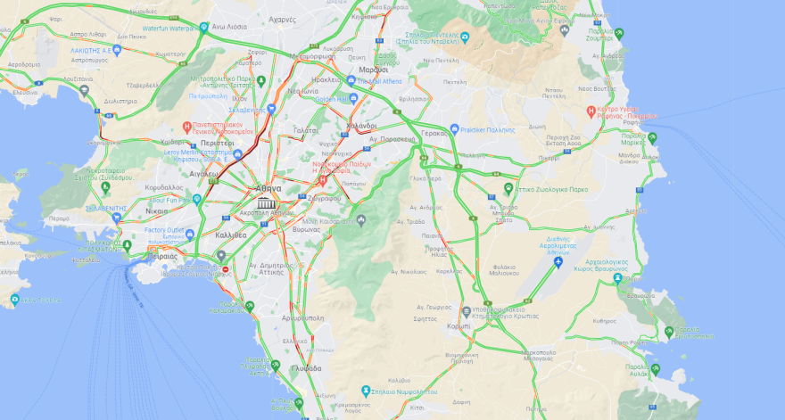 Κίνηση στους δρόμους: Αυξημένη η κίνηση στο ανοδικό ρεύμα του Κηφισού, πού επιμένει το μποτιλιάρισμα