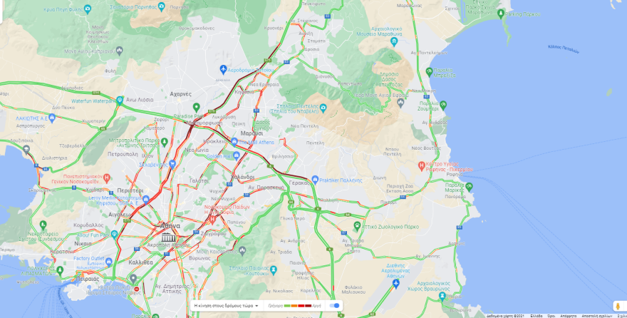Παραμένει το μποτιλιάρισμα στην κάθοδο του Κηφισού - Δείτε live την κίνηση στους δρόμους 