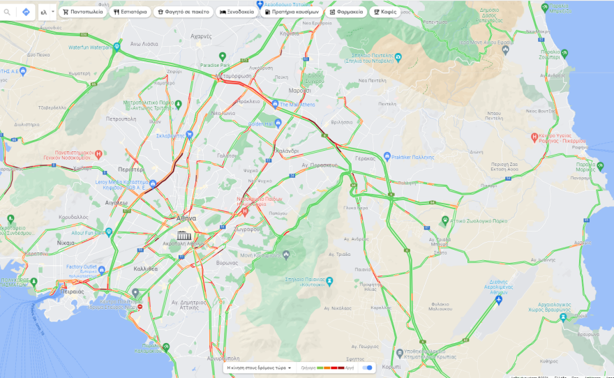 Κίνηση στους δρόμους: Πού έχει μποτιλιάρισμα τώρα στην Αθήνα, χαμηλές ταχύτητες στην Αττική Οδό